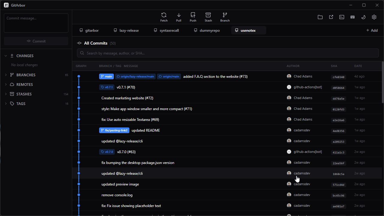 GitArbor Application Screenshot
