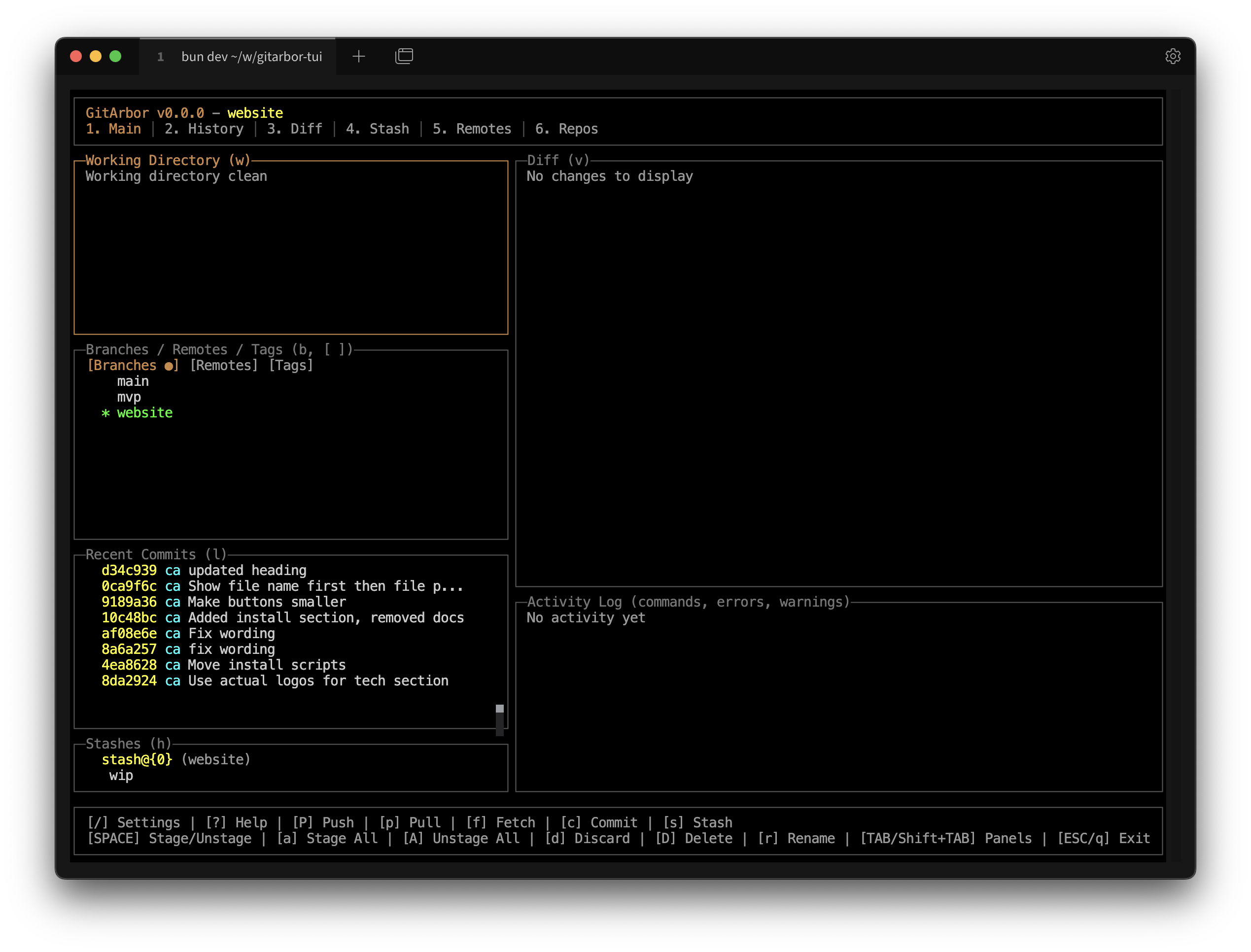 Default Dark theme screenshot